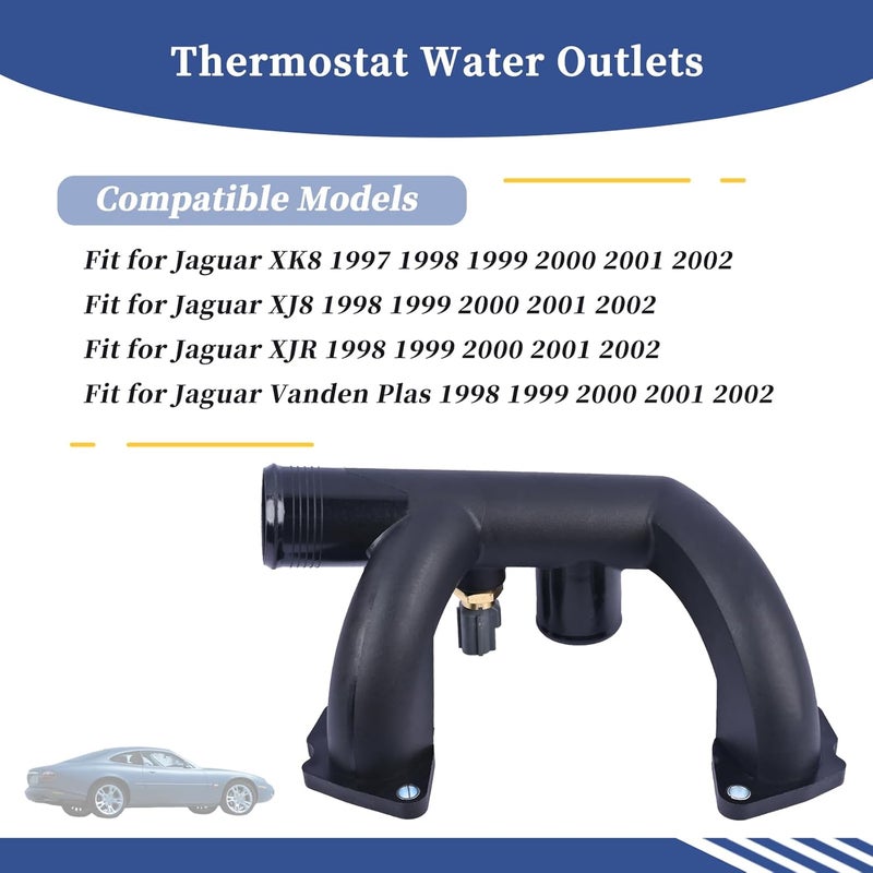 Getfarway Engine Coolant Outlet Pipe With Sensor 96JV8A504BD Compatible with Jaguar XK8 XJ8 XJR Vanden Plas 1997-2002 Replace AJ85885 LNA1600AA Thermostat Cover Outlet Pipe w/Sensor - Image 2
